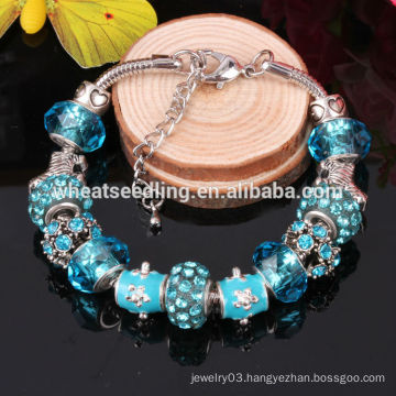 New year gift 2016 European Charm Bracelet DIY Glass Beads jewelry For Girls